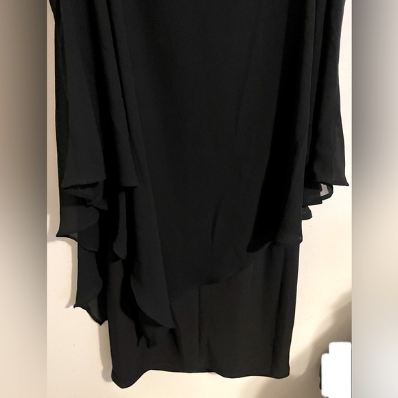 Sz XS Le Chateau Women Chiffon Off-the-Shoulder Cape Dress black - Picture 8 of 12